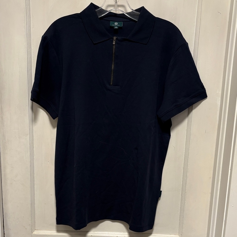 Ag Adriano Goldschmied Men's Navy Zip Up Polo Shirt Medium New without Tags